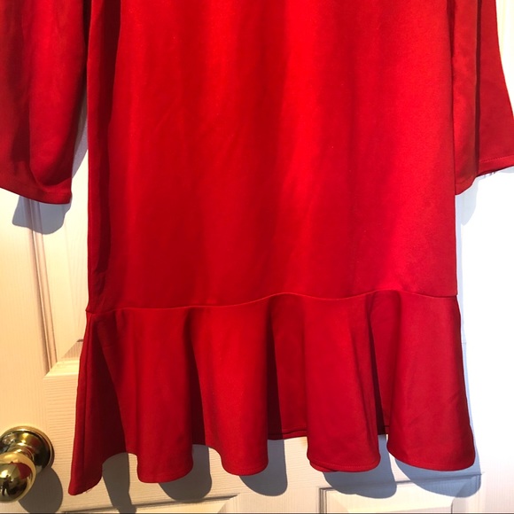 SHEIN Red Round Neck Ruffle Dress - Picture 6 of 7